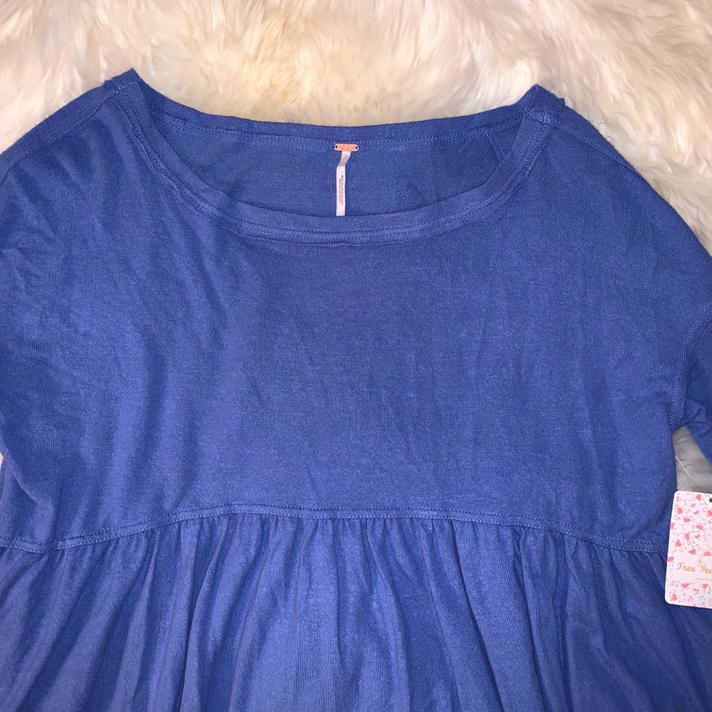 Free People Forever Your Girl Blue Tunic T-Shirt - Picture 6 of 12